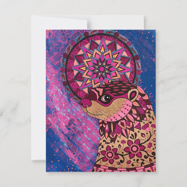 Tarjeta Pequeña Fushia Floral Otter (Anverso)