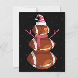 Tarjeta Pequeña Fútbol divertido Rugby Muñeco de nieve Navidad Año