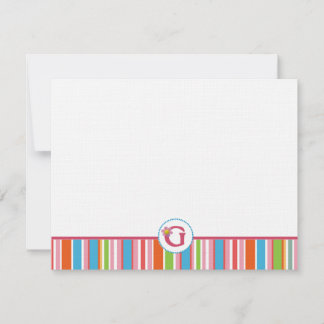 Tarjeta Pequeña G Stationery a rayas