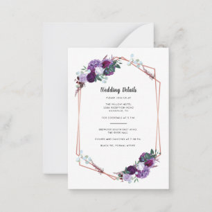 Tarjeta Pequeña Gabinete de detalles del Boda Purple Floral