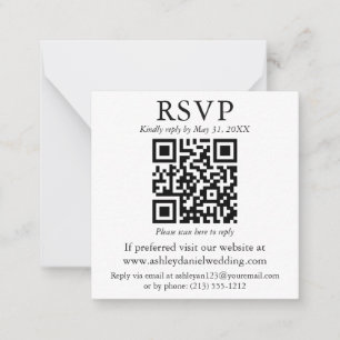 Tarjeta Pequeña Gabinete de QR RSVP Minimalista de boda