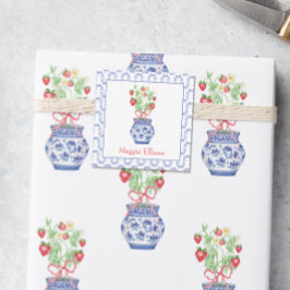 Tarjeta Pequeña Gabinete de regalo Chinoiserie Vase Red Strawberry