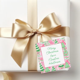 Tarjeta Pequeña Gabinete de regalo de árboles de Navidad rosas y v