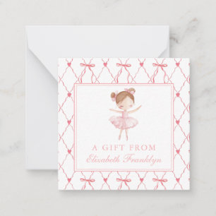 Tarjeta Pequeña Gabinete de regalo de Bow Ballerina rosada persona