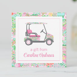 Tarjeta Pequeña Gabinete de regalo de carros de golf Pink & Green 