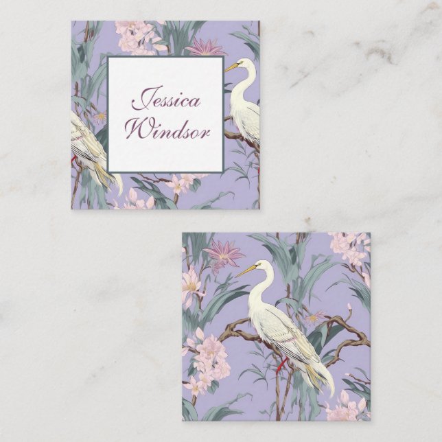 Tarjeta Pequeña Gabinete de regalo de Chinoiserie Lavender Floral  (Anverso / Reverso)