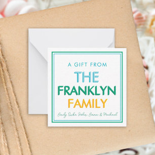 Tarjeta Pequeña Gabinete de regalo de familia personalizada Green 