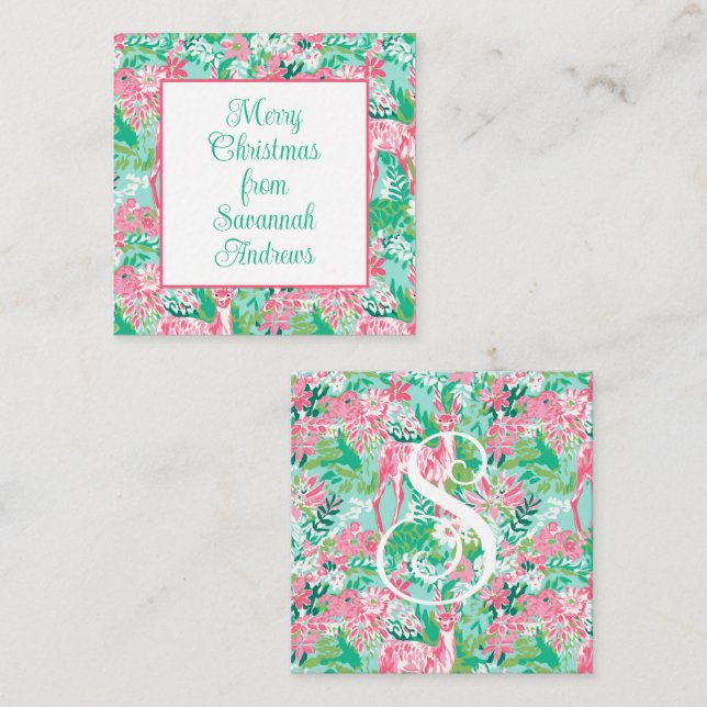 Tarjeta Pequeña Gabinete de regalo de renos para Navidades de Palm (Anverso / Reverso)