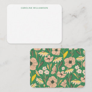 Tarjeta Pequeña Gabinete de regalo Vintage Green Floral Custom Nam