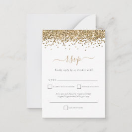 Tarjeta Pequeña Gabinete de RSVP de Boda con guión de Purpurina de