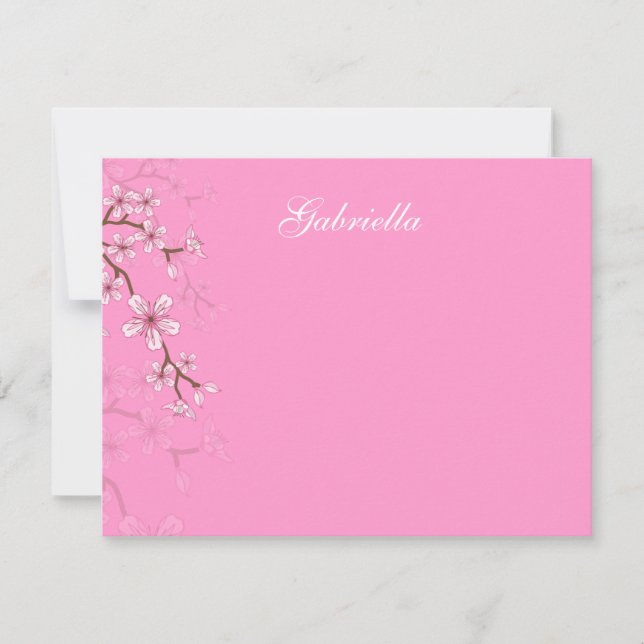 Tarjeta Pequeña Gabriella Pink Blossoms Bat Mitzvah Gracias (Anverso)