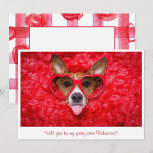 Tarjeta Pequeña Gafas De Perro Cute De Color Rojo Foto De San Vale