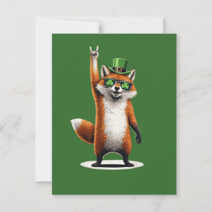 Tarjeta Pequeña Gafas de sol Lucky Fox Shamrock Día de San Patrici