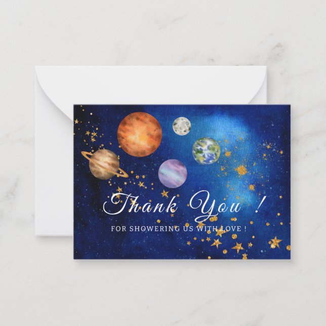 Tarjeta Pequeña Galaxia del espacio exterior ducha de bebé Starry  (Anverso)