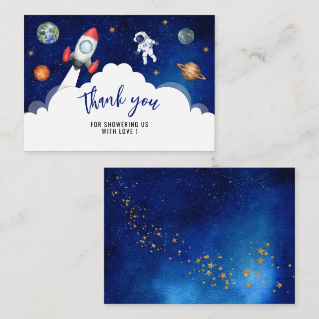 Tarjeta Pequeña Galaxia del espacio exterior estrellada gracias (Anverso / Reverso)
