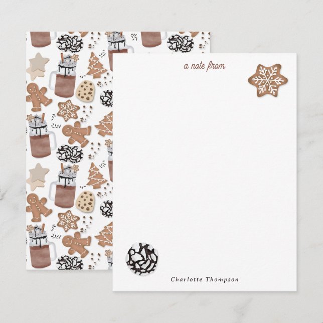 Tarjeta Pequeña Galletas de Navidad y Cocoa Caliente Hornear en Na (Anverso / Reverso)