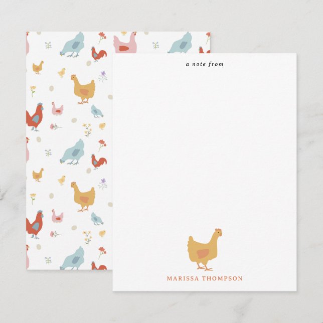Tarjeta Pequeña Gallinas cortas y pollitos para bebés (Anverso / Reverso)