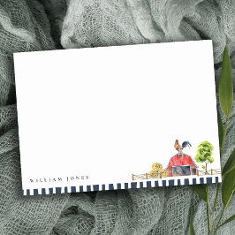 Tarjeta Pequeña Gallo de granja de granero rojo rústico chic lindo