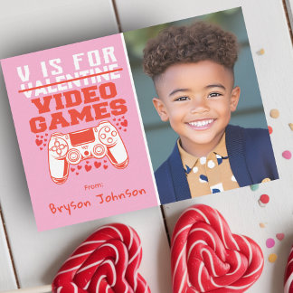 Tarjeta Pequeña Gamer Photo Classroom Valentines Day Card