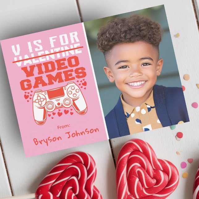 Tarjeta Pequeña Gamer Photo Classroom Valentines Day Card (Gamer Photo Classroom Valentines Day Card)