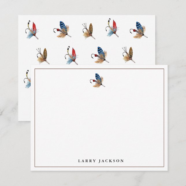 Tarjeta Pequeña Ganchos de pesca acuarela plana (Anverso / Reverso)