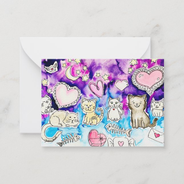 Tarjeta Pequeña Gatita Valentine (Anverso)