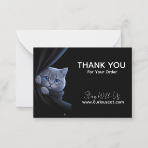 Tarjeta Pequeña Gatito Curioso de Ojos Azules Gracias