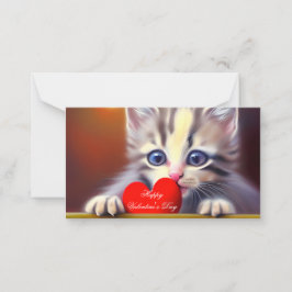 Tarjeta Pequeña Gatito y niños del corazón de San Valentín 