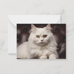 Tarjeta Pequeña Gato blanco majestuoso