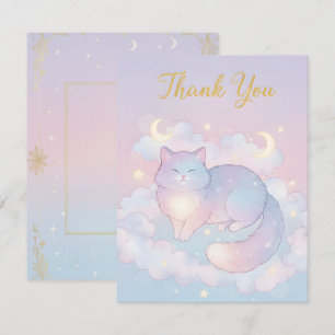 Tarjeta Pequeña Gato Celestial Luna Estrella Caprichoso Moderno
