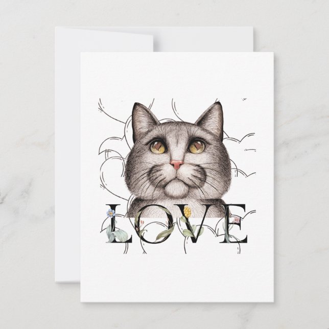 Tarjeta Pequeña Gato con amor en los ojos (Anverso)
