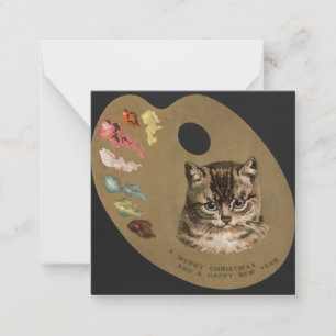 Tarjeta Pequeña Gato de Feliz Navidad/Felices Fiestas
