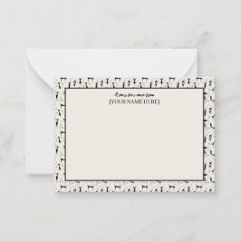 Tarjeta Pequeña Gato de Moda de personalizable negro y crema