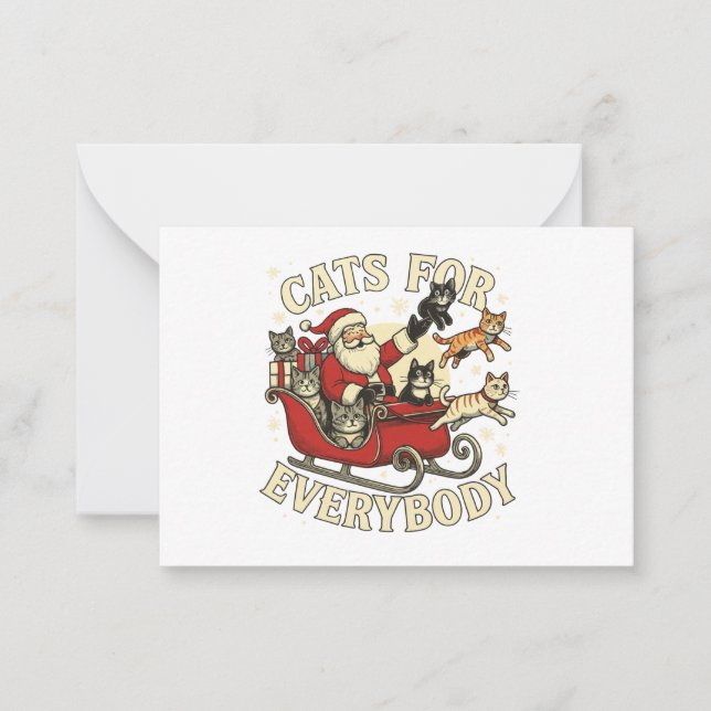 Tarjeta Pequeña Gato de Navidad (Anverso)