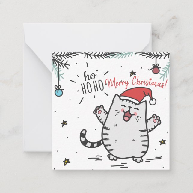 Tarjeta Pequeña Gato de Navidad (Anverso)