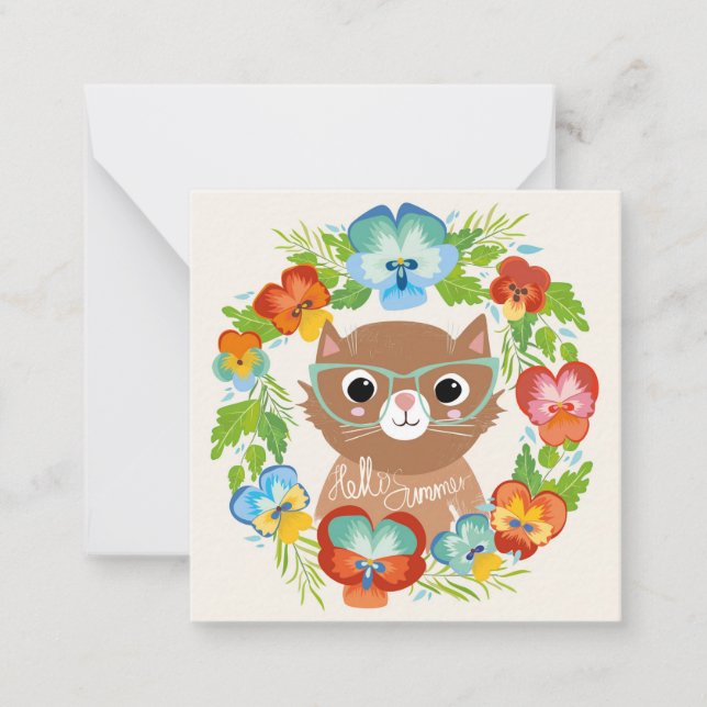 Tarjeta Pequeña Gato de verano (Anverso)