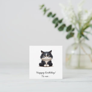 Tarjeta Pequeña Gato divertido y gruñón Feliz cumpleaños