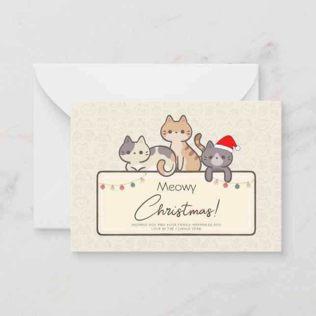 Tarjeta Pequeña Gato gracioso ama a los Navidades personalizados d (Anverso)