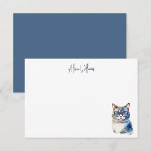 Tarjeta Pequeña Gato Gris dulce personalizado gracias