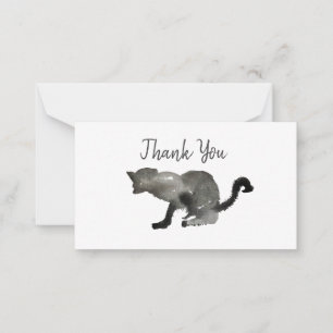 Tarjeta Pequeña Gato kitsch de color de agua negro
