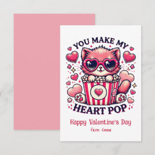 Tarjeta Pequeña Gato Lindo Me Haces Saltar el Corazón Aula