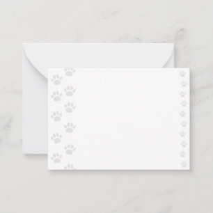 Tarjeta Pequeña Gato Lindo y Huellas de Pata de Mascota Perro en B