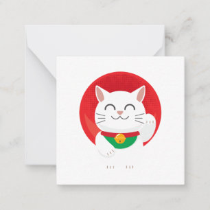 Tarjeta Pequeña Gato Maneki Neko Japón Lucky Cat Graciosa Idea de 