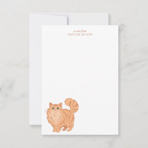Tarjeta Pequeña Gato Naranja Atigrado De Pelo Largo Adorable Graci