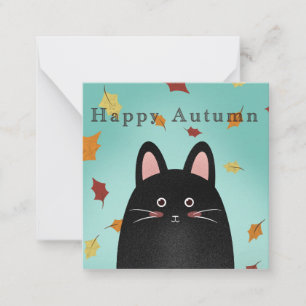 Tarjeta Pequeña Gato negro de otoño feliz