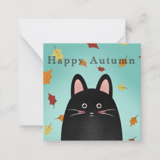 Tarjeta Pequeña Gato negro de otoño feliz