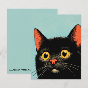 Tarjeta Pequeña Gato Negro Lindo Amante de Gatos