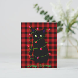 Tarjeta Pequeña Gato negro | Navidades Meowy | luz de la estrella 