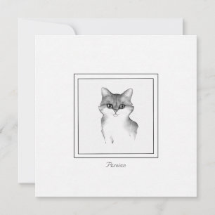 Tarjeta Pequeña Gato persa esbozado en blanco y negro