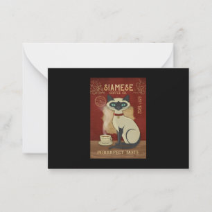 Tarjeta Pequeña Gato Siamés Café Amor Purrfecto Café Gato